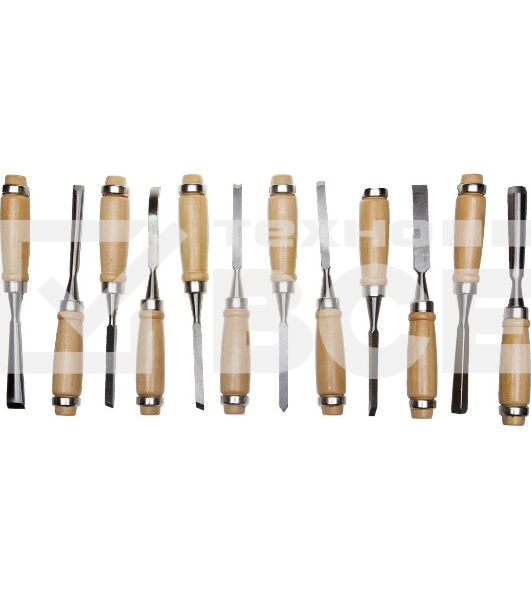 Набор STAYER: Стамески 'PROFI' фигурные, с деревянной ручкой, 12шт (1835-H12_z01)