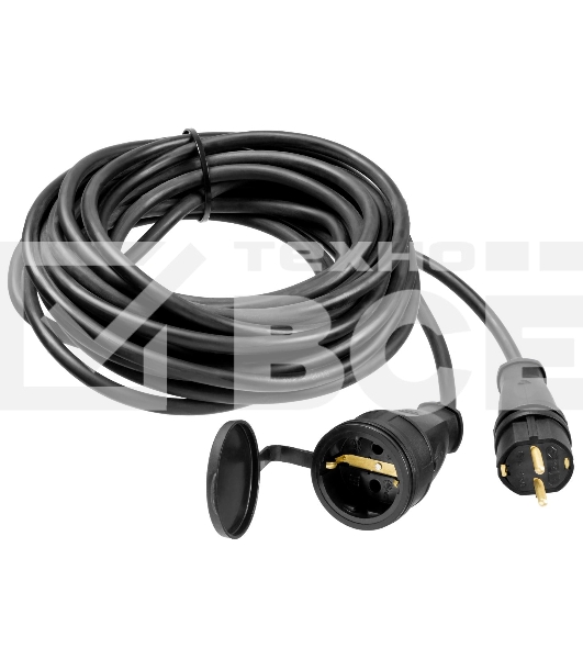 Удлинитель-шнур Зубр 'КГ 325-Ш', 10 м, 4000 Вт, 1 гнездо, IP44, КГ 3х2,5 мм2, 55017-10