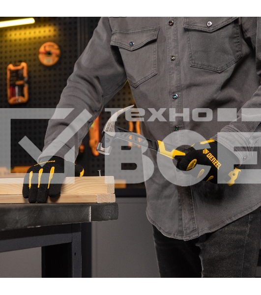 Молоток-гвоздодер Denzel 450 г, цельнокованый, боек с магнитом, двухкомп. обрезин. рук-ка