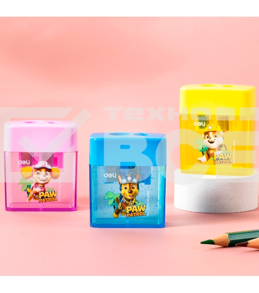 Точилка для карандашей ручная Deli EH551 Paw Patrol 2 отверстия пластик ассорти дисплей