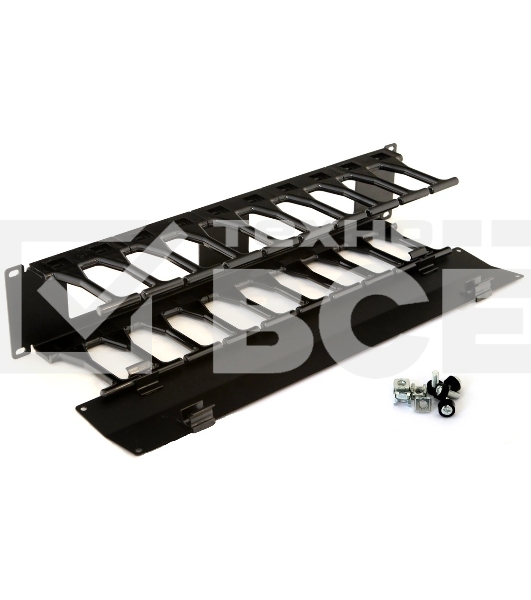 Органайзер Hyperline CMF-2U-FPL106-MCOV-RAL9005 Кабельный организатор с крышкой, глубина 106 мм, 19