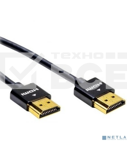 Кабель Filum HDMI Pro 2 м., slim, ver.2.0b, медь, черный, разъемы: HDMI A male-HDMI A male, пакет. (FL-CProSL-HM-HM-2M)