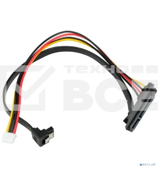 Кабель питания Sata Cablexpert CC-XH2.54-SATAL-40CM, XH2.54 4pin+ Sata угловой 7pin/Sata 7+15pin, 40 см, пакет