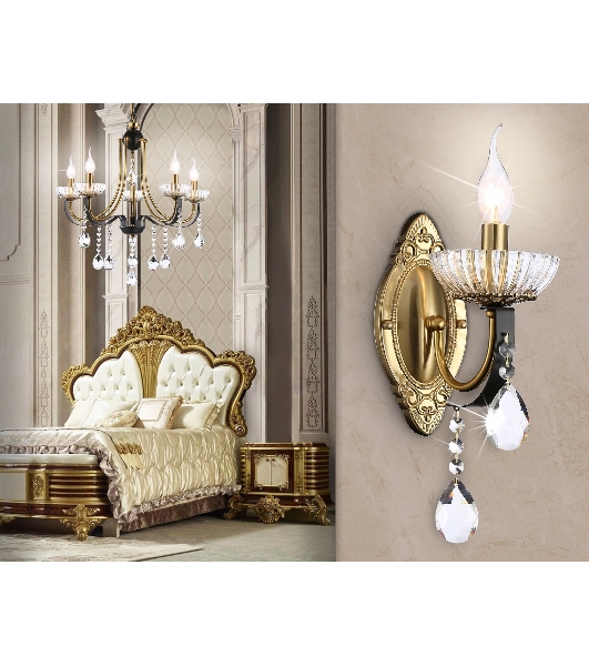 Светильник Ambrella light TR4954 BK/GD/CL черный/золото/прозрачный E14 max 40W 410*120*210