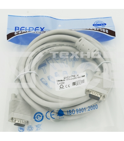 Кабель монитор - SVGA card (15M-15M) 2 filters 5m