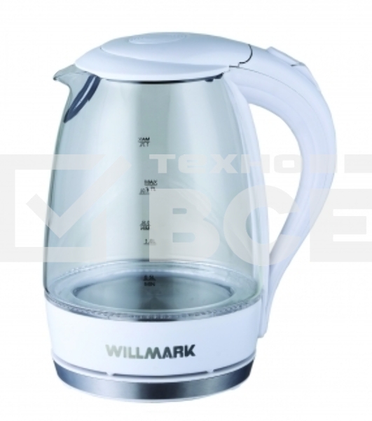Чайник электрический Willmark WEK-1708G (1.7л, пов. на 360 град., LED-подсв., корп. из стекла, 2200В