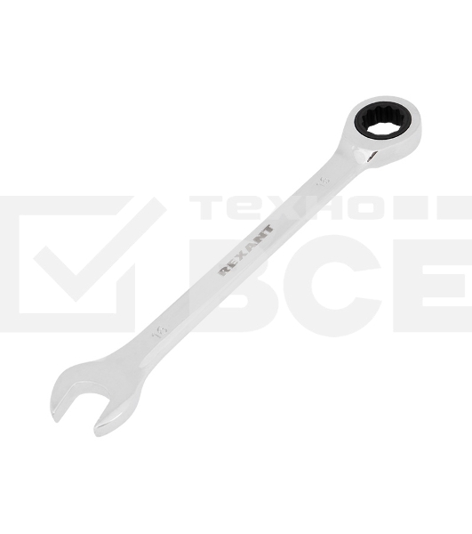 Ключ комбинированный трещоточный Rexant 16 мм, CrV, зеркальный хром