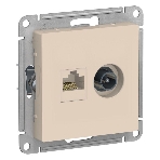 Механизм розетки 2-м AtlasDesign комп. RJ45 кат.5E+TV беж. SchE ATN000289, фото 1