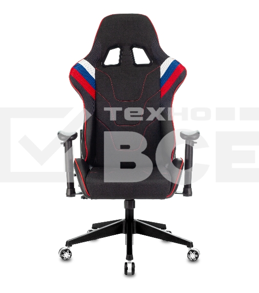 Кресло игровое Бюрократ VIKING 4 AERO RUS белый/синий/красный/черный, искусст. кожа/ткань, две подушки