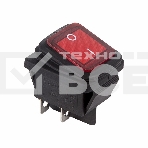 Выключатель клавишный 250V 15А (4с) ON-OFF красный  с подсветкой  ВЛАГОЗАЩИТА  Rexant, фото 1