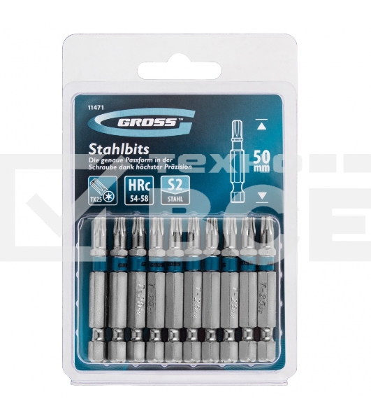 Набор бит TORX 25х50, сталь S2, 10 шт. Gross