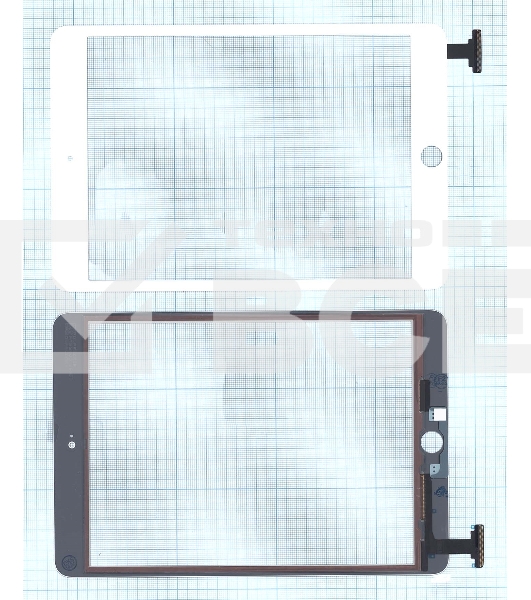 Сенсорное стекло (тачскрин) Ipad mini 3 (retina) no IC (A1599, A1600). белое