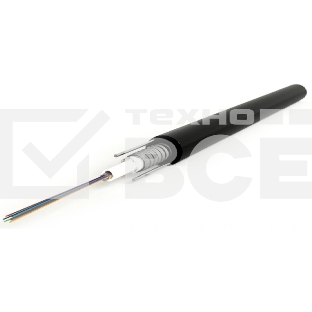 Кабель ВО Hyperline FO-SRA-OUT Single loose tube,  4хОВ, SMF-28 9/125, PE, Ø 8,1мм, снаружи зданий в грунт, гофрированная стальная лента, цвет: чёрный