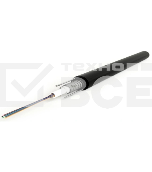 Кабель ВО Hyperline FO-SRA-OUT Single loose tube,  4хОВ, SMF-28 9/125, PE, Ø 8,1мм, снаружи зданий в грунт, гофрированная стальная лента, цвет: чёрный