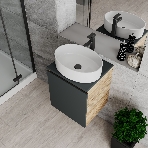 Тумба Bau Dream Blackwood 50 графит, раковина BAU Nimb 50х36, смеситель для раковины высокий Hotel Black, черный, выпуск клик клак, черный, фото3