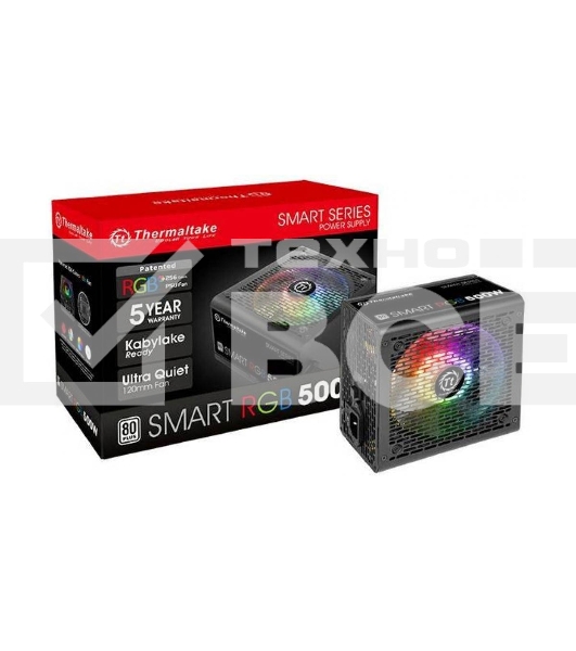 Блок питания Thermaltake Smart RGB (PS-SPR-0500NHSAWE-1), 500Вт, 80 PLUS, 120мм, черный
