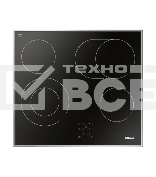 Встраиваемая варочная панель Hansa BHCI66706 Стеклокерамика, независимая, сенсорное управление, таймер, рамка, черная