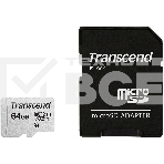 Флеш карта Micro SecureDigital 64Gb Transcend Class 10 TS64GUSD300S-A{MicroSDXC Class 10 UHS-I, SD adapter}, фото 1