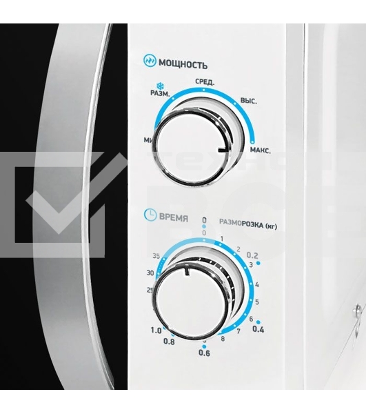 Микроволновая печь BBK 20MWS-711M/WS C белый/серебристый, 20 л, 700 Вт, переключатели - поворотный механизм
