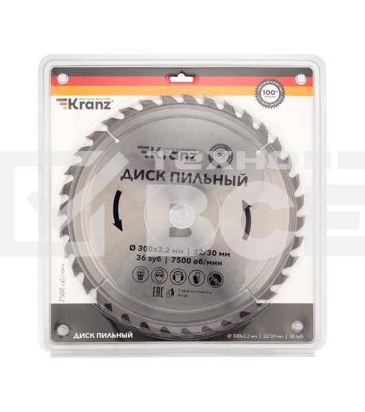 Диск пильный 300 мм х 36 зуб х 32/30 мм Kranz