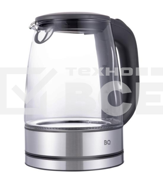 Чайник BQ KT1834G черный/стальной, мощность 2200Вт, Максимальный объем 1.7л