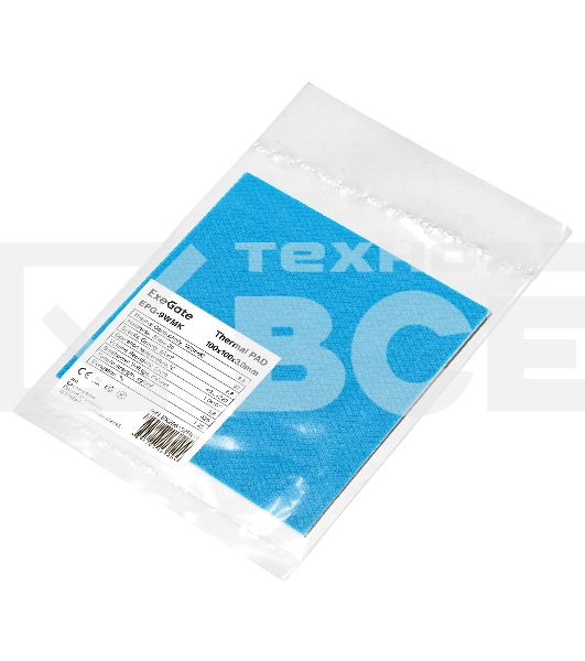 Термопрокладка ExeGate EPG-9WMK (100x100x3.0 mm, 8,5 Вт/ (м•К), теплопроводящая клейкая двухсторонняя)