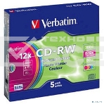 Диск CD-RW Verbatim 700Mb 12x Slim case (5шт) Color (43167), фото3