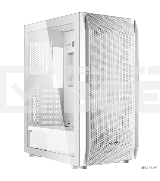 Компьютерный корпус Ginzzu GL 185 White боковая дверца закаленное стекло на петлях на магнитах