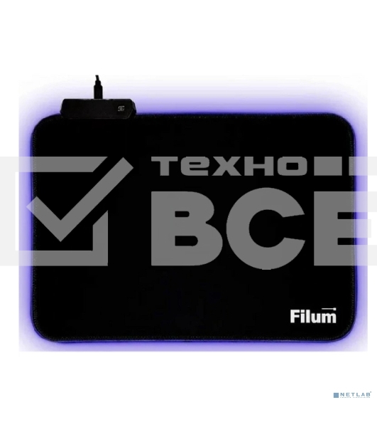 Коврик игровой для мыши Filum FL-MPL-M-GAME серия- Bulldozer, черный, подсветка, оверлок, размер “M”- 350x250x4 мм, ткань+резина.