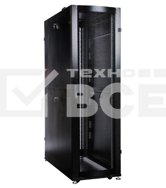 Шкаф серв.ПРОФ нап. 42U (600x1000) дверь перфор., задние двойные перфор., черный, в сборе (ШТК-СП-42.6.10-48АА-9005) (1 коробка)