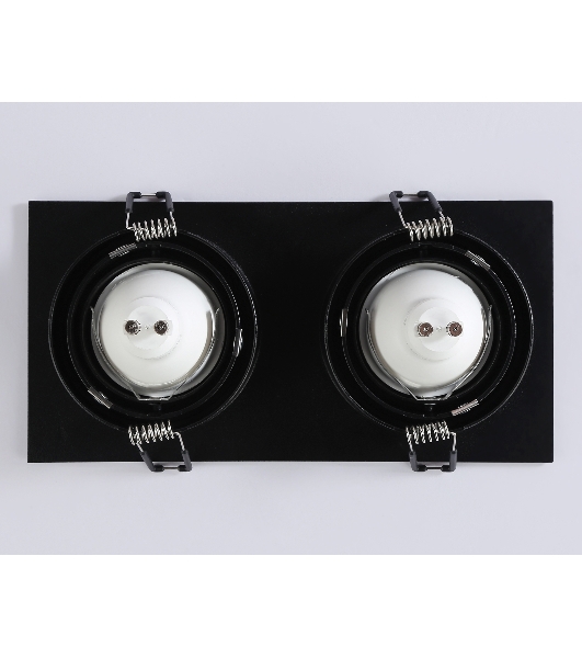 Встраиваемый поворотный точечный светильник Ambrella light TN102760/2 BK черный IP20 GU5.3/2 200*100*32