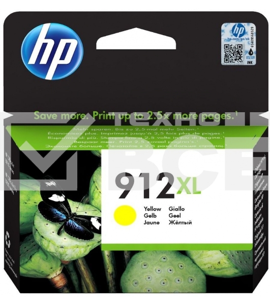Картридж струйный HP 912XL 3YL83AE желтый увеличенной ёмкости (825 стр) для HP OfficeJet 801x, 802x