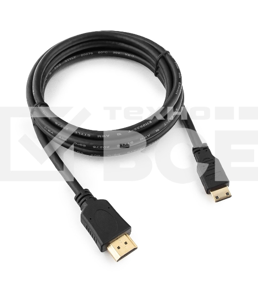 Кабель Cablexpert HDMI-mini HDMI CC-HDMI4C-6, 19M/19M, v2.0, медь, позол.разъемы, экран, 1.8м, черный, пакет