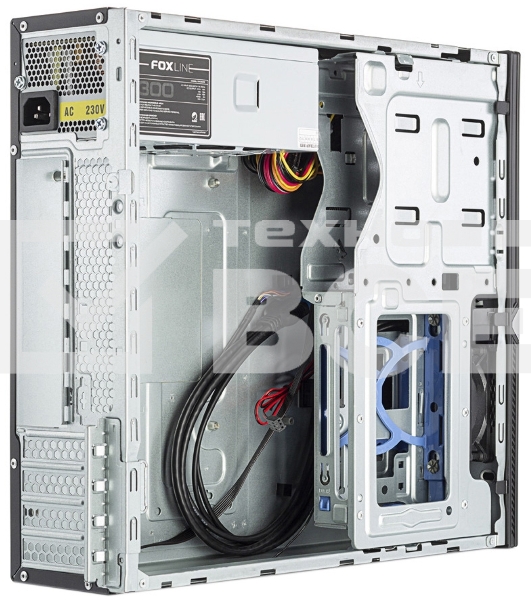 Компьютерный корпус с блоком питания 300Вт. Сase Foxline mATX Desktop 300W, 2xUSB3.0, 2xUSB2.0, toolless, Black, 8cm. fan, powercord