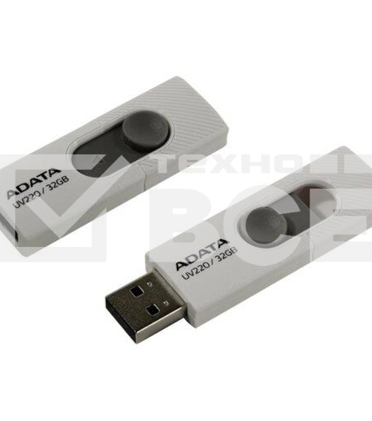 Флеш диск 32GB ADATA UV220, USB 2.0, белый/серый