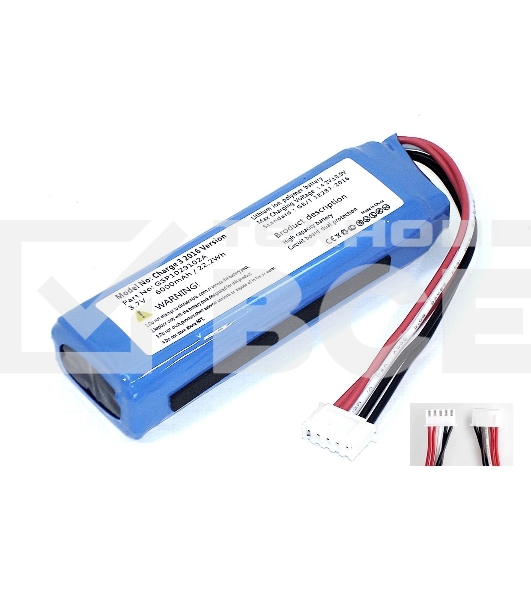 Аккумуляторная батарея для JBL Charge 3 (2016 года) GSP1029102A 6000mAh 3,7V (прямая полярность)