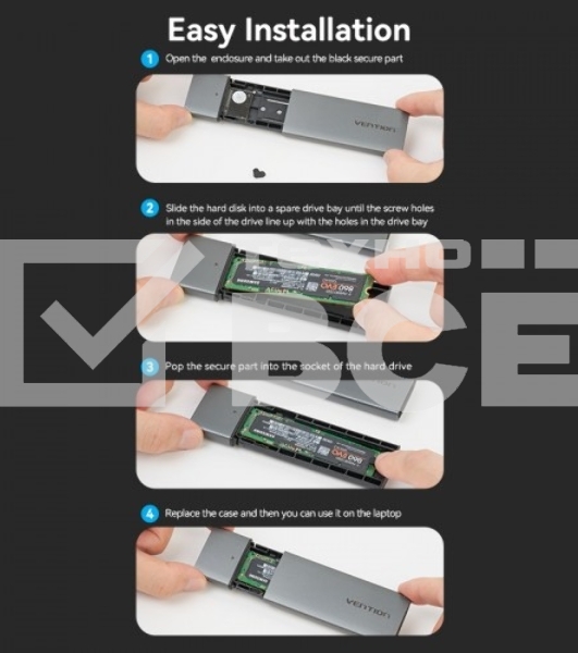 Корпус для SSD Vention USB 3.1 Gen 2-C M.2 NGFF (B-Key/B&M Key) Серый
