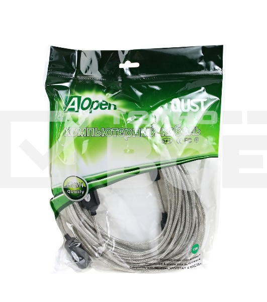 Кабель удлинитель Aopen активный ACU823-15M, USB2.0-repeater AM/AF 15м