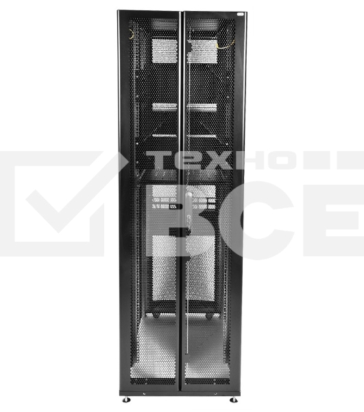 Шкаф серв.ПРОФ нап. 42U (600x1000) дверь перфор., задние двойные перфор., черный, в сборе (ШТК-СП-42.6.10-48АА-9005) (1 коробка)