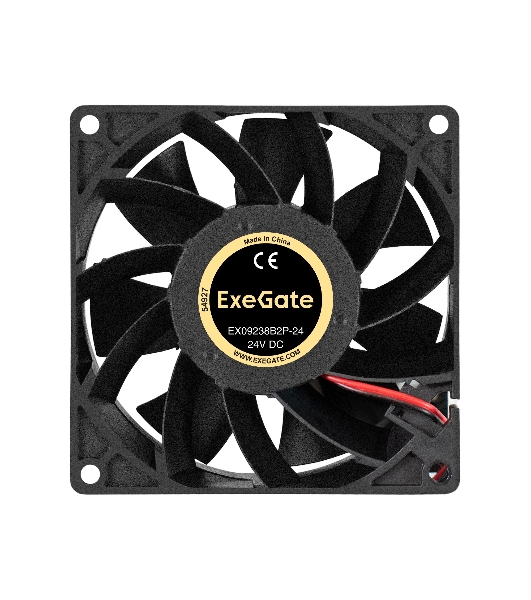 Вентилятор 24В DC ExeGate EX09238B2P-24 (92x92x38 мм, 2-Ball (двойной шарикоподшипник), 2pin, 5000RPM, 56dBA)