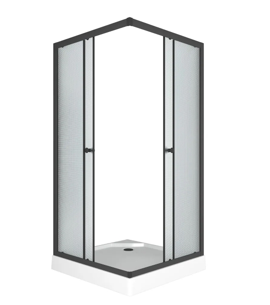 Душевой уголок BAU Stil Hit Black с поддоном 80x80х195, рифленое закаленное стекло, черный профиль