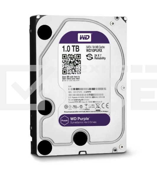 Жесткий диск Western Digital 1Tb WD10PURZ Purple, SATA III <5400rpm, 64Mb> 3.5