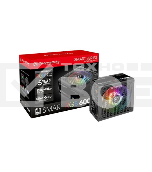 Блок питания Thermaltake Smart RGB (PS-SPR-0600NHSAWE-1), 600Вт 80 PLUS, 120мм, черный