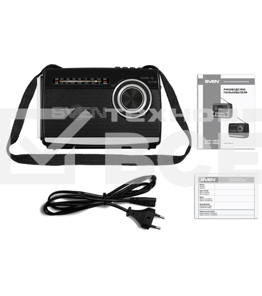 Радиоприёмник SVEN SRP-535 чёрный (3 Вт, FM/AM/SW, USB, SD/microSD, 900 мАч, 2 х D/UM, фонарь)