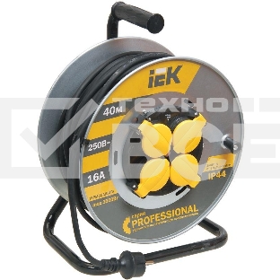 Катушка УК40 Iek WKP16-16-04-40-44 на мет с т/з 4 места 2 Р + P Е /40м КГ 3х1,5мм2 IP44 