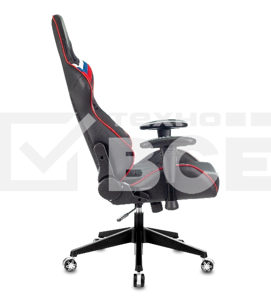 Кресло игровое Бюрократ VIKING 4 AERO RUS белый/синий/красный/черный, искусст. кожа/ткань, две подушки