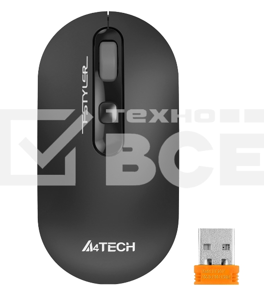 Мышь беспроводная A4Tech Fstyler FG20 серый, 2000 dpi, радиоканал, USB, кнопки - 4