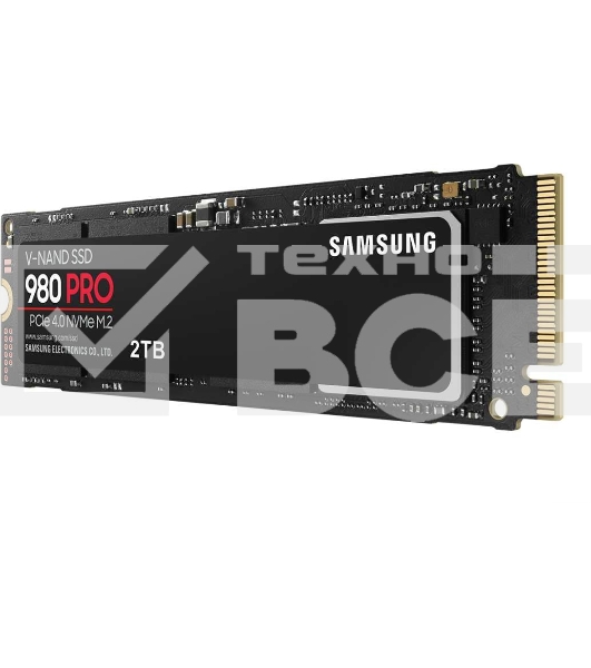 Накопитель SSD Samsung 980 PRO, 2TB, PCIe 4.0 x4, M.2 2280, NVMe, R/W 7000/5000