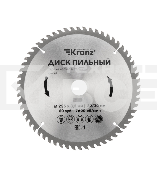 Диск пильный 255 мм х 60 зуб х 32/30 мм Kranz