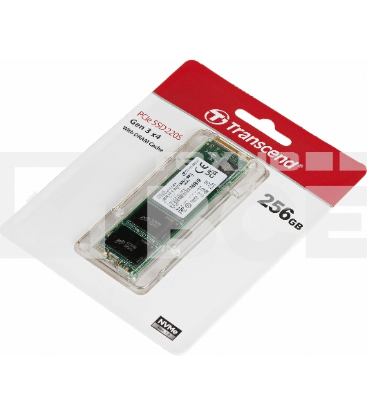 Накопитель SSD Transcend MTE220S SSD 256GB, 3D TLC, M.2 (2280), PCIe Gen 3.0 x4, NVMe, R3300/W1100, TBW 550